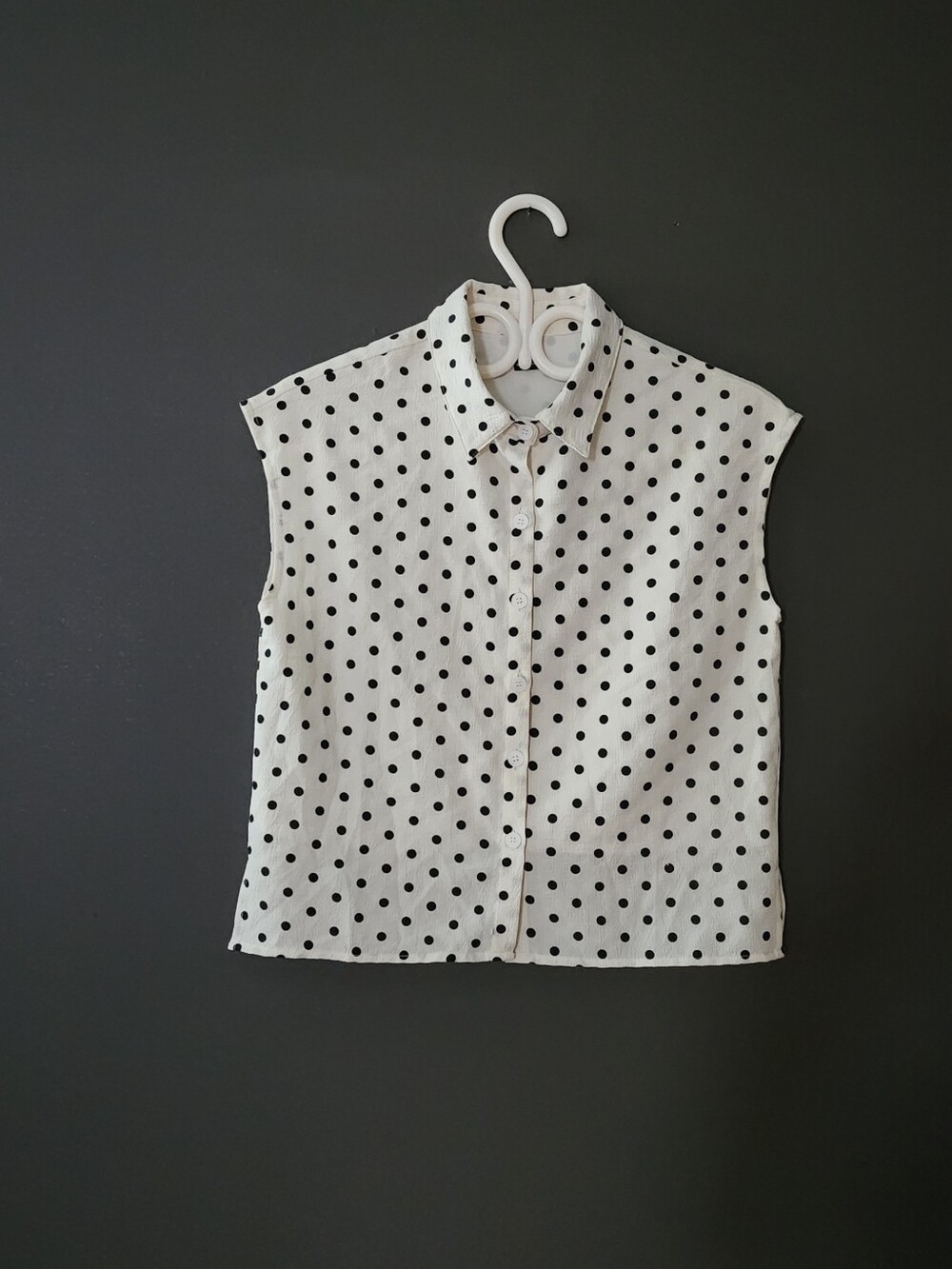 Sleeveless Polka Dot Button-Front Top